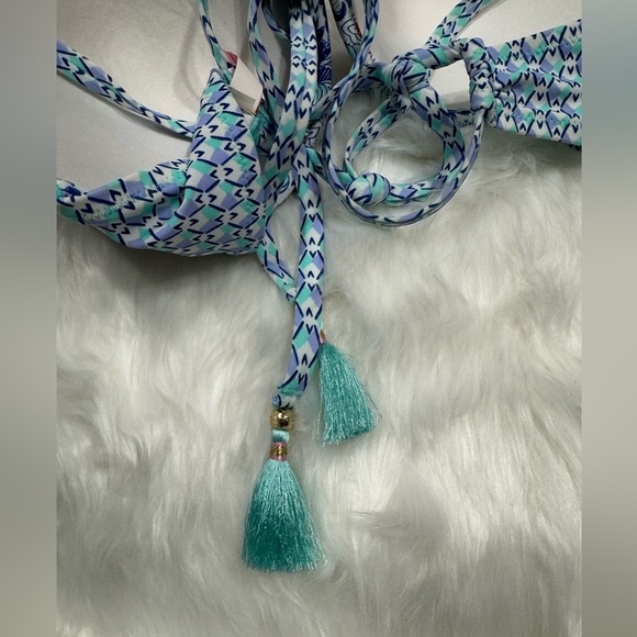 Victorias Secret Blue Paisley Strappy Swim Top - Picture 2 of 10